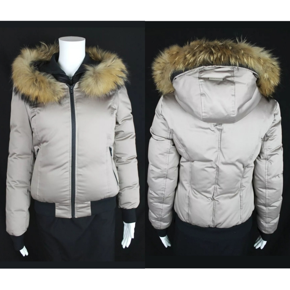 Soia & Kyo Beige Raccoon Fur Winter Jacket XS $650
